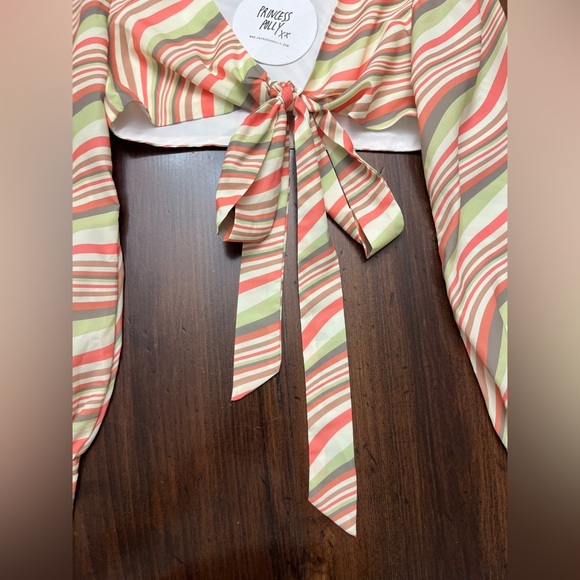 Princess Polly Halle Long Sleeve Top Size 6 Multi Cropped Summer Retro Sexy NWT - Picture 10 of 16